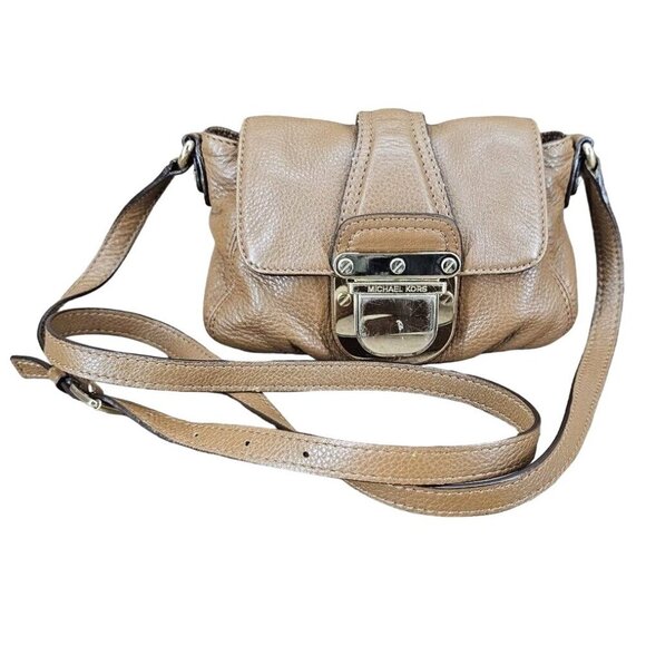 Michael Kors Charlton Pebbled Leather Adjustable Crossbody in Camel Brown - Picture 2 of 6